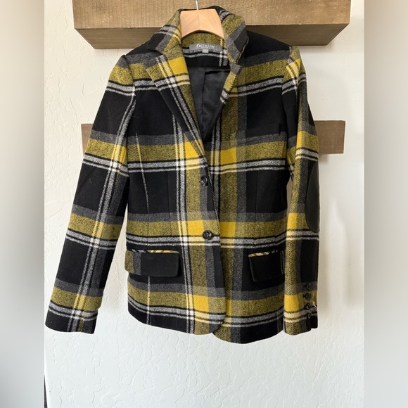 Exclusive|Vintage Plaid Jacket blazer,leather elbow patch,clueless style•LARGE - Picture 5 of 16